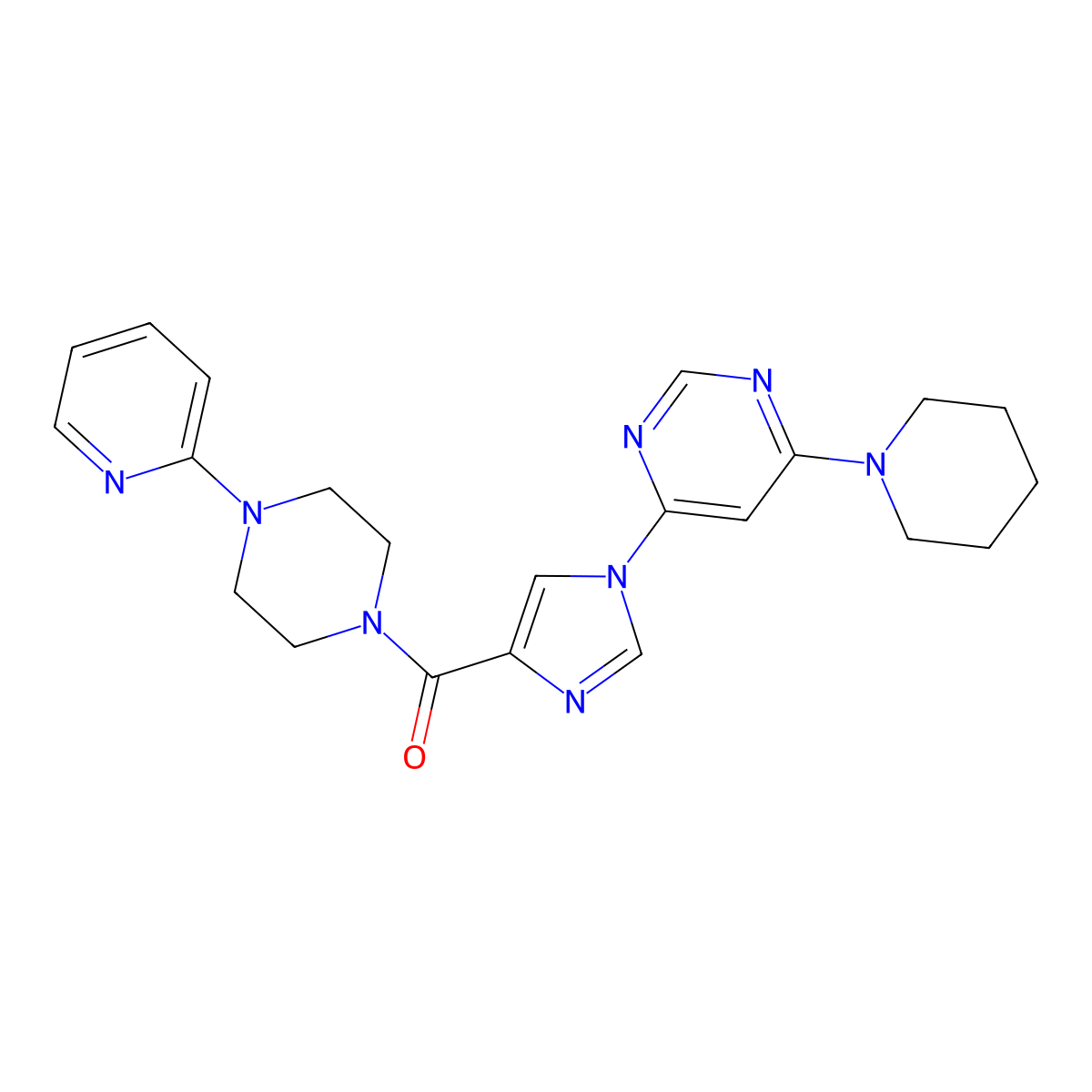 [1-(6-piperidino-4-pyrimidinyl)-1H-imidazol-4-yl][4-(2-pyridyl)piperazino]methanone molecular structure, CAS 1251595-28-4