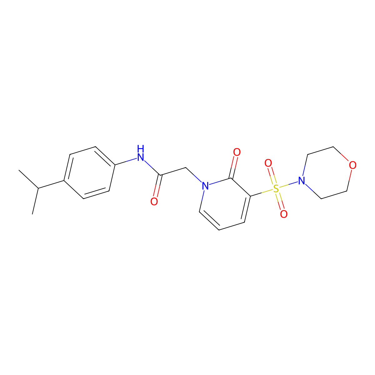 N-(4-isopropylphenyl)-2-(3-(morpholinosulfonyl)-2-oxopyridin-1(2H)-yl)acetamide molecular structure, CAS 1251595-29-5