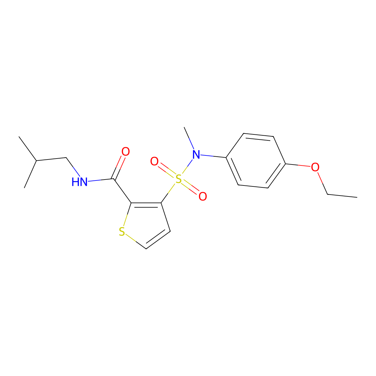 3-(N-(4-ethoxyphenyl)-N-methylsulfamoyl)-N-isobutylthiophene-2-carboxamide molecular structure, CAS 1251595-31-9