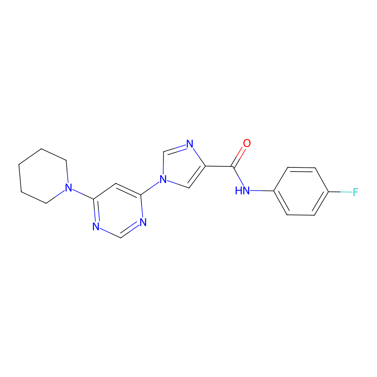 N-(4-fluorophenyl)-1-[6-(piperidin-1-yl)pyrimidin-4-yl]-1H-imidazole-4-carboxamide molecular structure, CAS 1251595-36-4