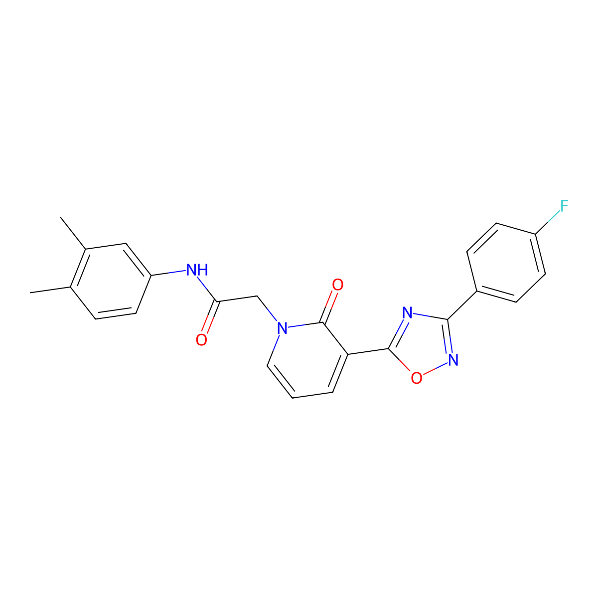 N-(3,4-dimethylphenyl)-2-(3-(3-(4-fluorophenyl)-1,2,4-oxadiazol-5-yl)-2-oxopyridin-1(2H)-yl)acetamide molecular structure, CAS 1251595-39-7