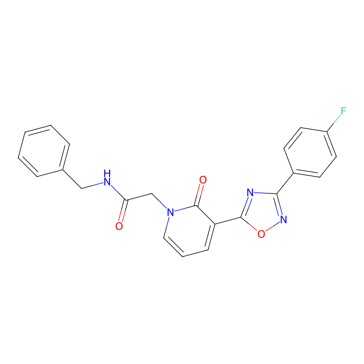 N-benzyl-2-(3-(3-(4-fluorophenyl)-1,2,4-oxadiazol-5-yl)-2-oxopyridin-1(2H)-yl)acetamide molecular structure, CAS 1251595-49-9