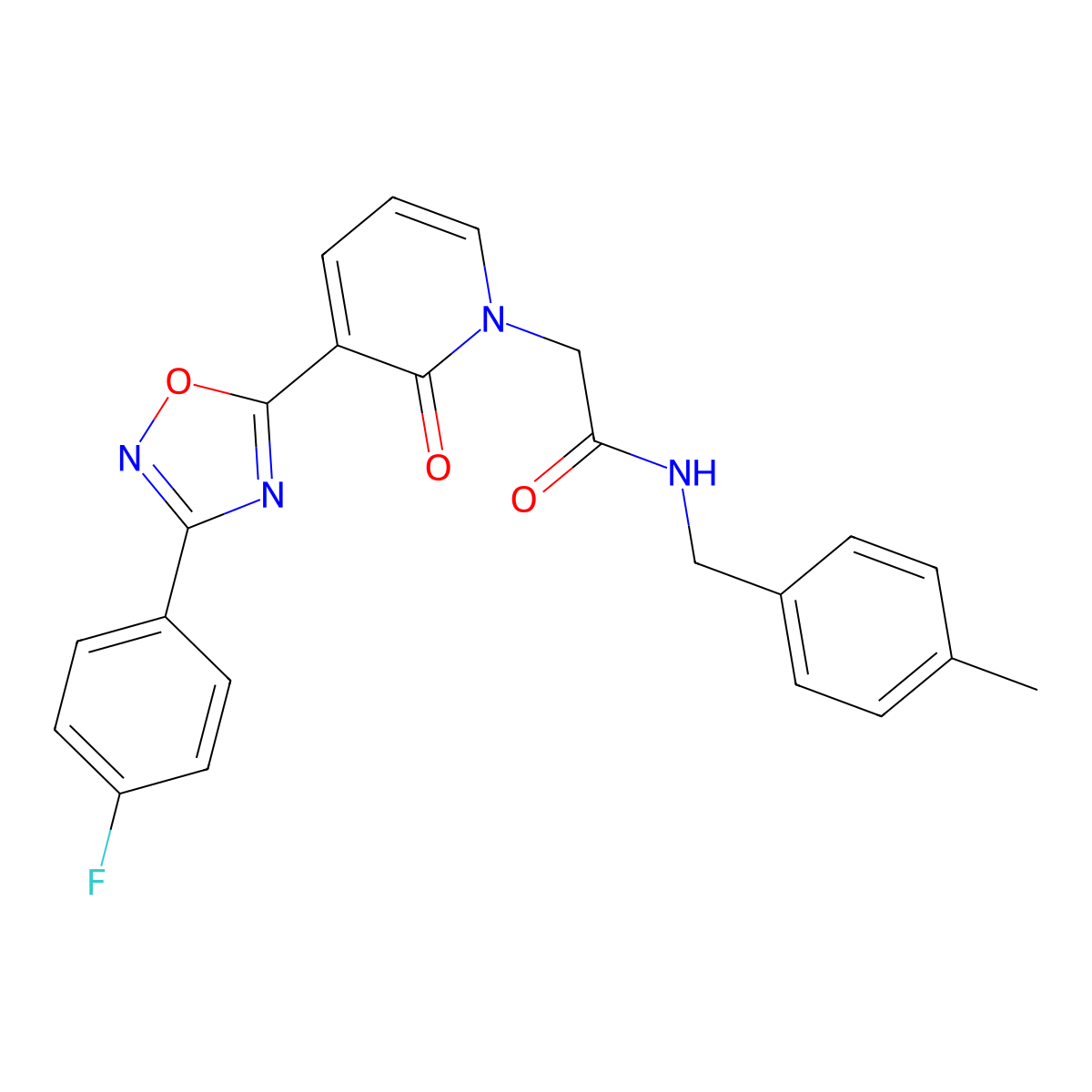 2-(3-(3-(4-fluorophenyl)-1,2,4-oxadiazol-5-yl)-2-oxopyridin-1(2H)-yl)-N-(4-methylbenzyl)acetamide molecular structure, CAS 1251595-57-9