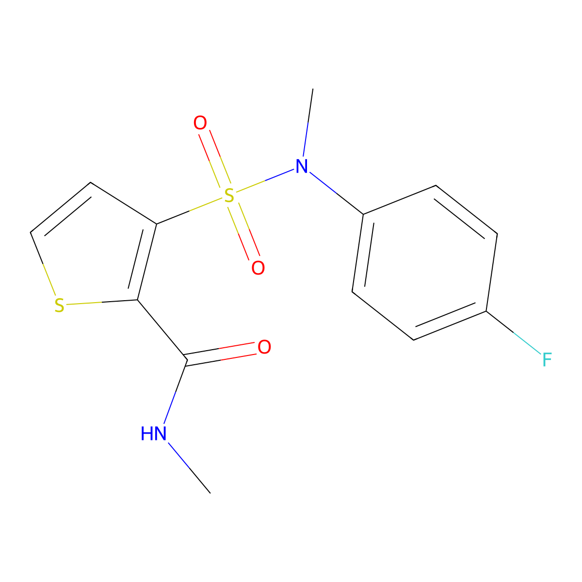 3-[(4-fluorophenyl)(methyl)sulfamoyl]-N-methylthiophene-2-carboxamide molecular structure, CAS 1251595-63-7