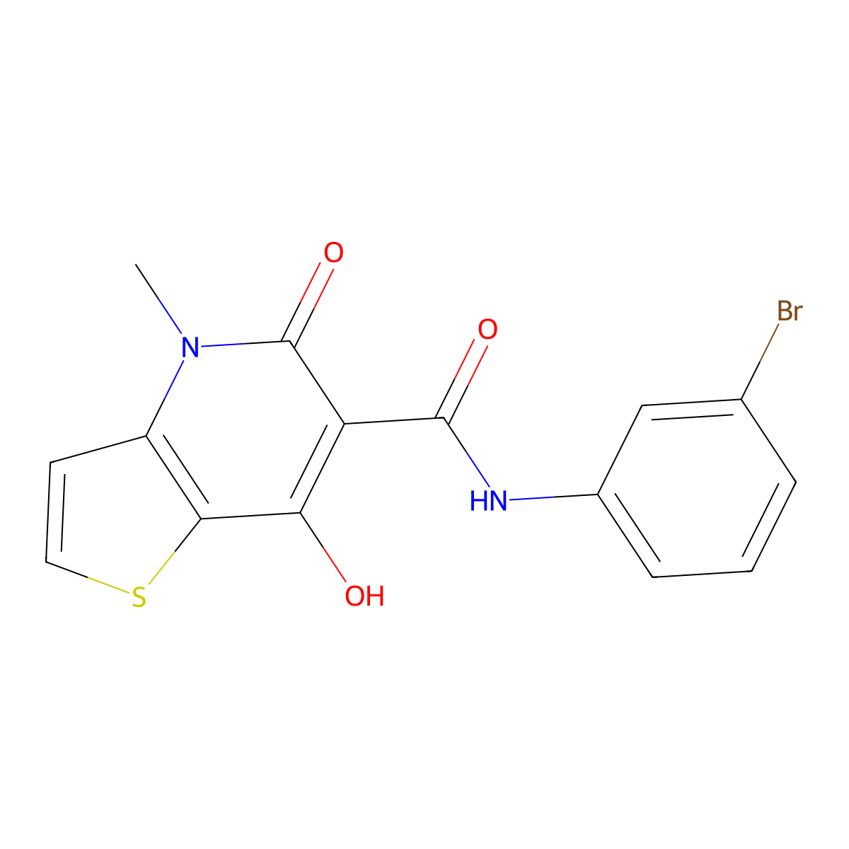 N-(3-bromophenyl)-7-hydroxy-4-methyl-5-oxo-4,5-dihydrothieno[3,2-b]pyridine-6-carboxamide molecular structure, CAS 1251595-64-8