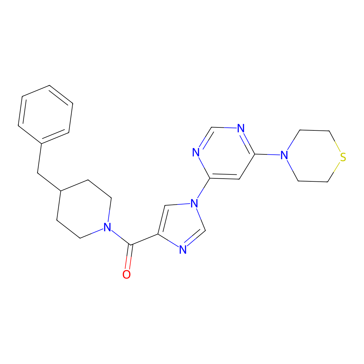 4-{6-[4-(4-benzylpiperidine-1-carbonyl)-1H-imidazol-1-yl]pyrimidin-4-yl}thiomorpholine molecular structure, CAS 1251595-71-7