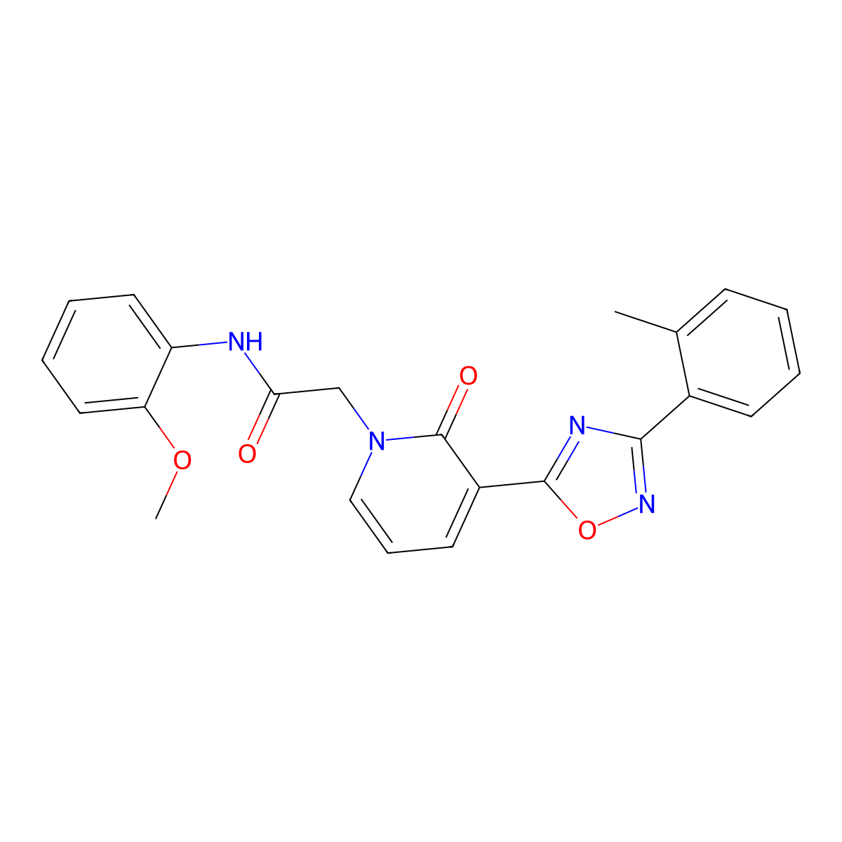 N-(2-methoxyphenyl)-2-[3-[3-(2-methylphenyl)-1,2,4-oxadiazol-5-yl]-2-oxopyridin-1(2H)-yl]acetamide molecular structure, CAS 1251595-74-0