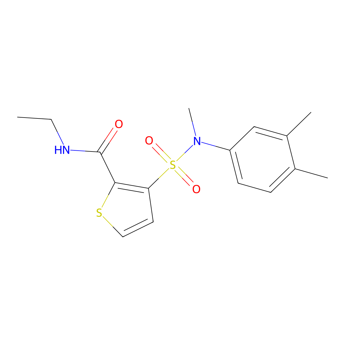 3-[(3,4-dimethylphenyl)(methyl)sulfamoyl]-N-ethylthiophene-2-carboxamide molecular structure, CAS 1251595-75-1