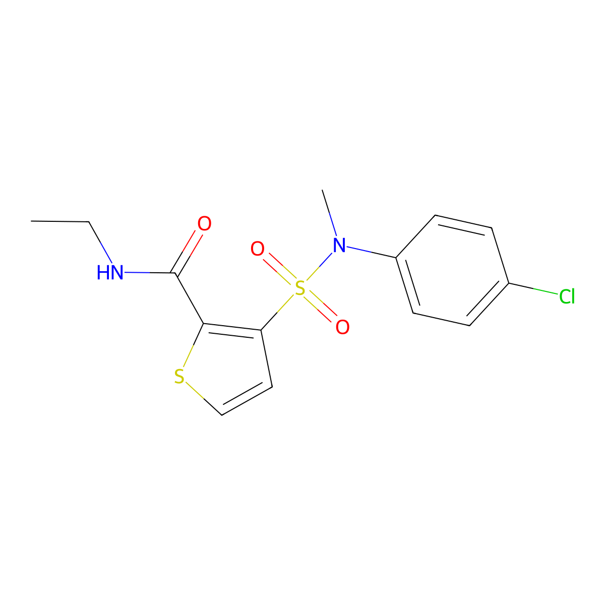 3-[(4-chlorophenyl)(methyl)sulfamoyl]-N-ethylthiophene-2-carboxamide molecular structure, CAS 1251595-85-3