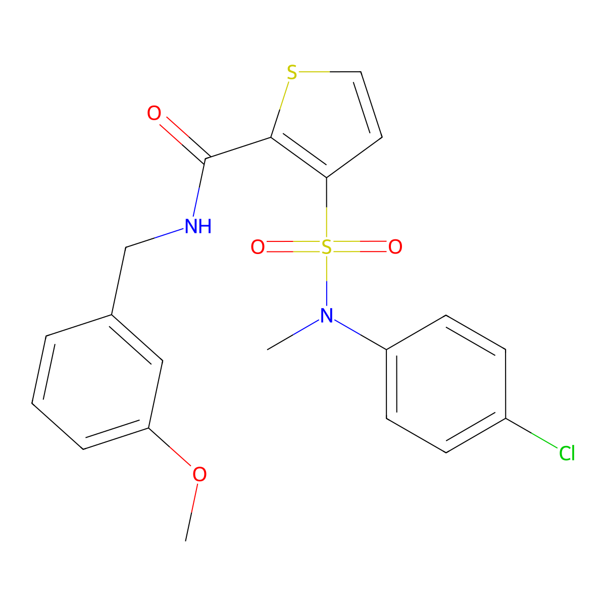 3-[(4-chlorophenyl)(methyl)sulfamoyl]-N-(3-methoxybenzyl)thiophene-2-carboxamide molecular structure, CAS 1251595-89-7