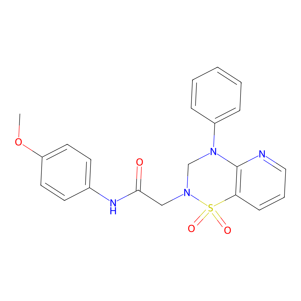 2-(1,1-dioxido-4-phenyl-3,4-dihydro-2H-pyrido[2,3-e][1,2,4]thiadiazin-2-yl)-N-(4-methoxyphenyl)acetamide molecular structure, CAS 1251595-90-0