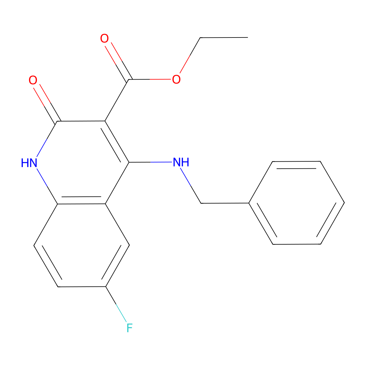 Ethyl 4-(benzylamino)-6-fluoro-2-oxo-1,2-dihydroquinoline-3-carboxylate molecular structure, CAS 1251595-92-2