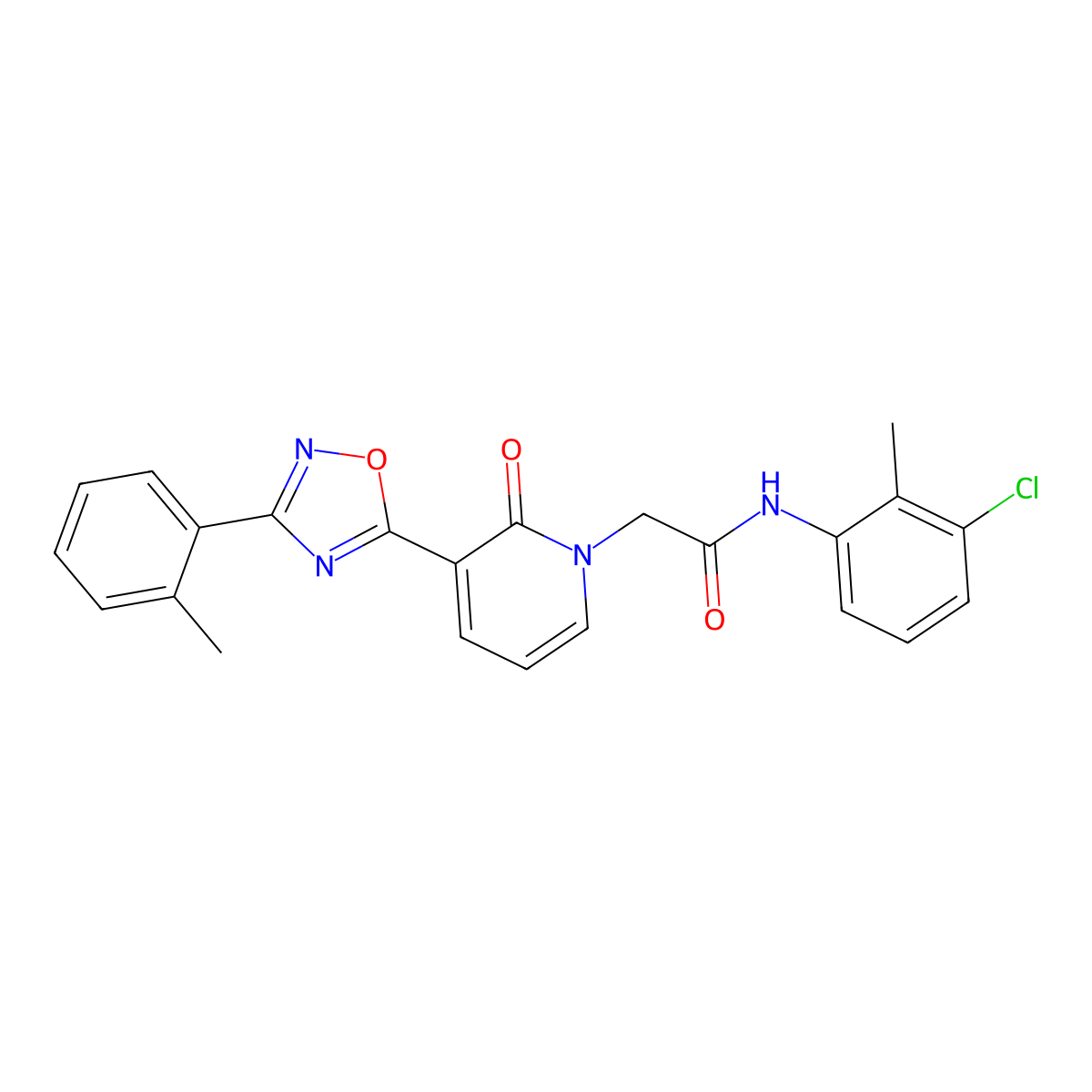 N-(3-chloro-2-methylphenyl)-2-(2-oxo-3-(3-(o-tolyl)-1,2,4-oxadiazol-5-yl)pyridin-1(2H)-yl)acetamide molecular structure, CAS 1251595-94-4