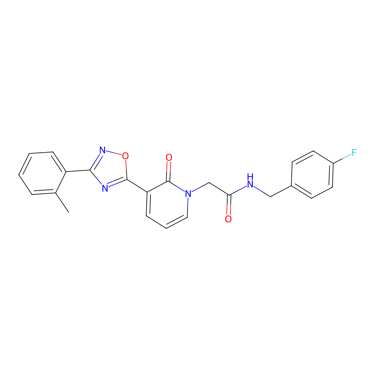 N-(4-fluorobenzyl)-2-[3-[3-(2-methylphenyl)-1,2,4-oxadiazol-5-yl]-2-oxopyridin-1(2H)-yl]acetamide molecular structure, CAS 1251595-98-8