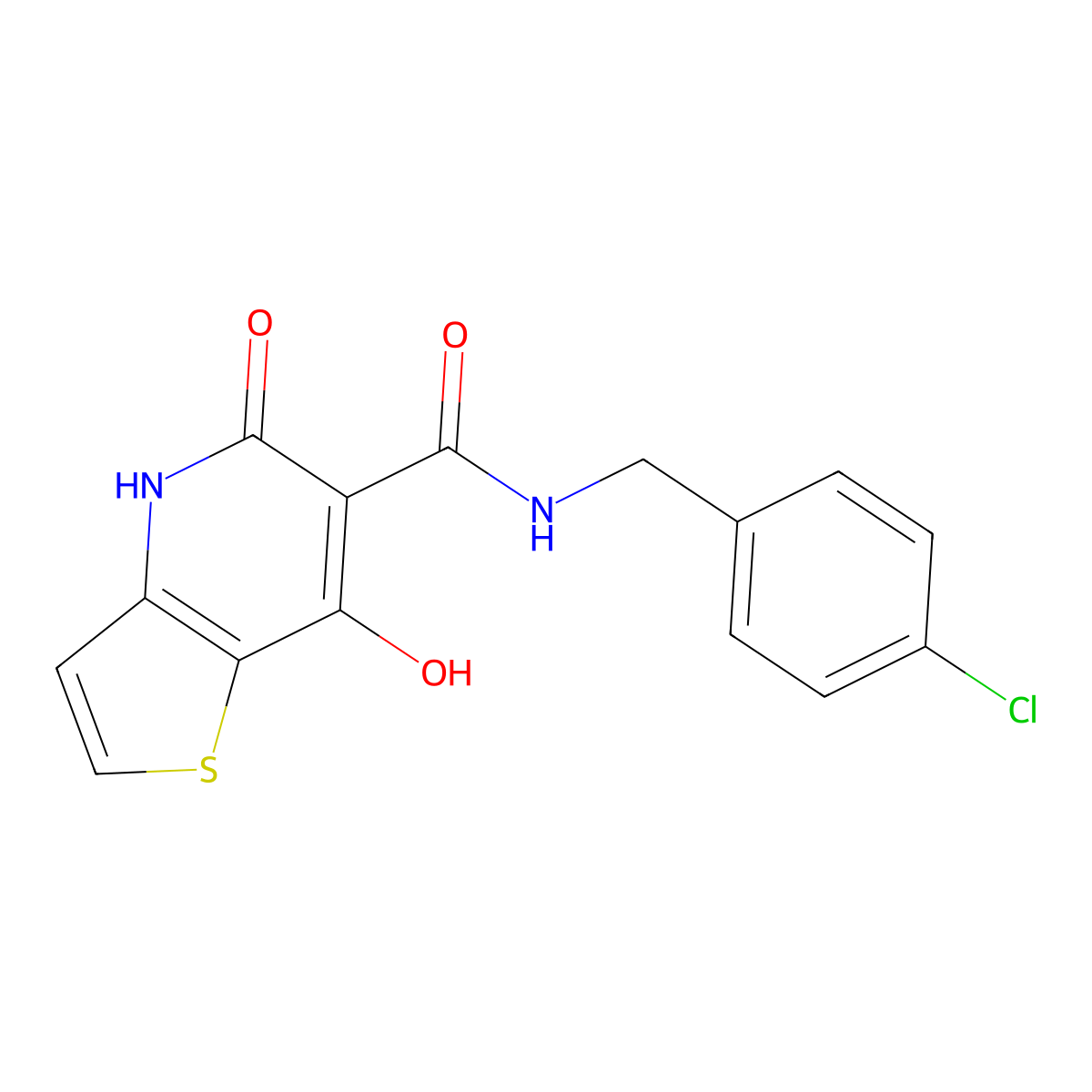 N-[(4-chlorophenyl)methyl]-7-hydroxy-5-oxo-4H,5H-thieno[3,2-b]pyridine-6-carboxamide molecular structure, CAS 1251596-10-7