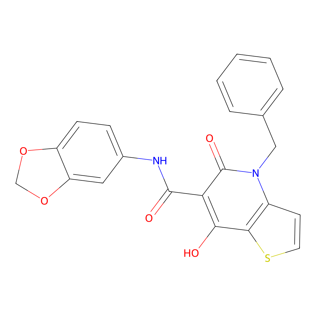 N-(2H-1,3-benzodioxol-5-yl)-4-benzyl-7-hydroxy-5-oxo-4H,5H-thieno[3,2-b]pyridine-6-carboxamide molecular structure, CAS 1251596-33-4