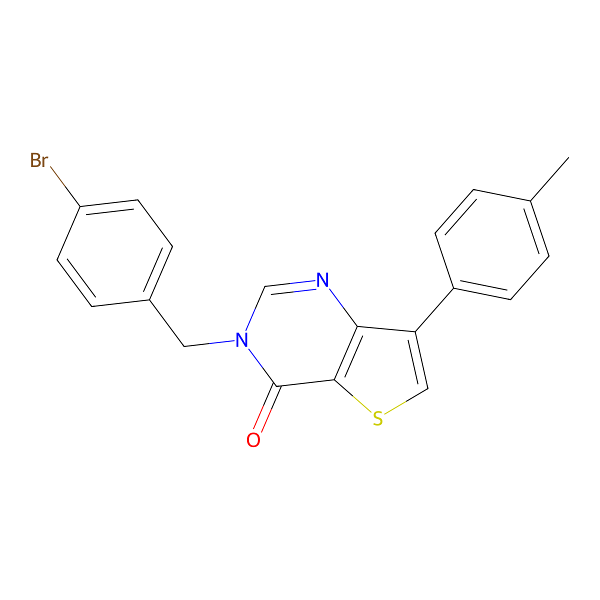 3-(4-bromobenzyl)-7-(p-tolyl)thieno[3,2-d]pyrimidin-4(3H)-one molecular structure, CAS 1251596-93-6