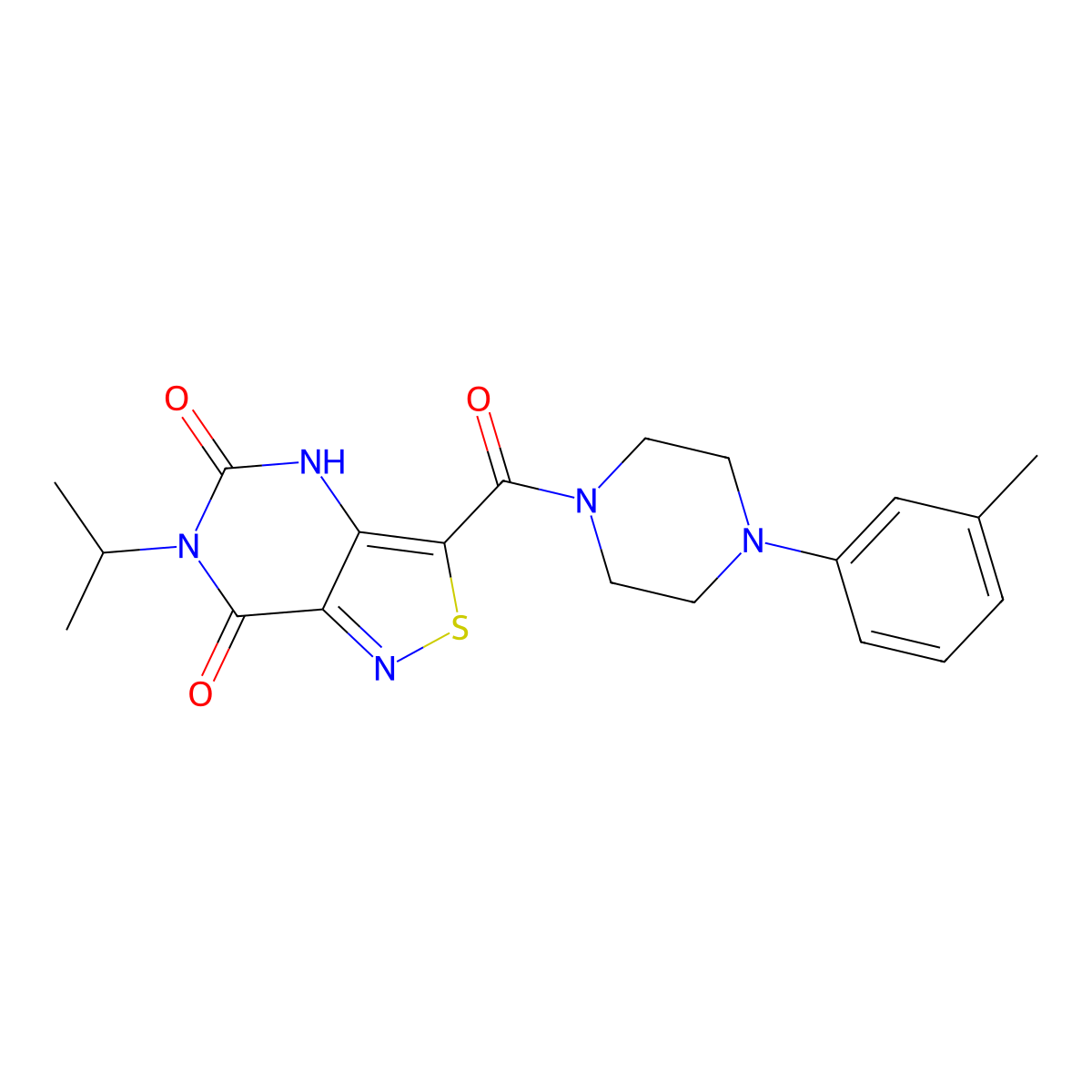 3-[4-(3-methylphenyl)piperazine-1-carbonyl]-6-(propan-2-yl)-4H,5H,6H,7H-[1,2]thiazolo[4,3-d]pyrimidine-5,7-dione molecular structure, CAS 1251596-94-7