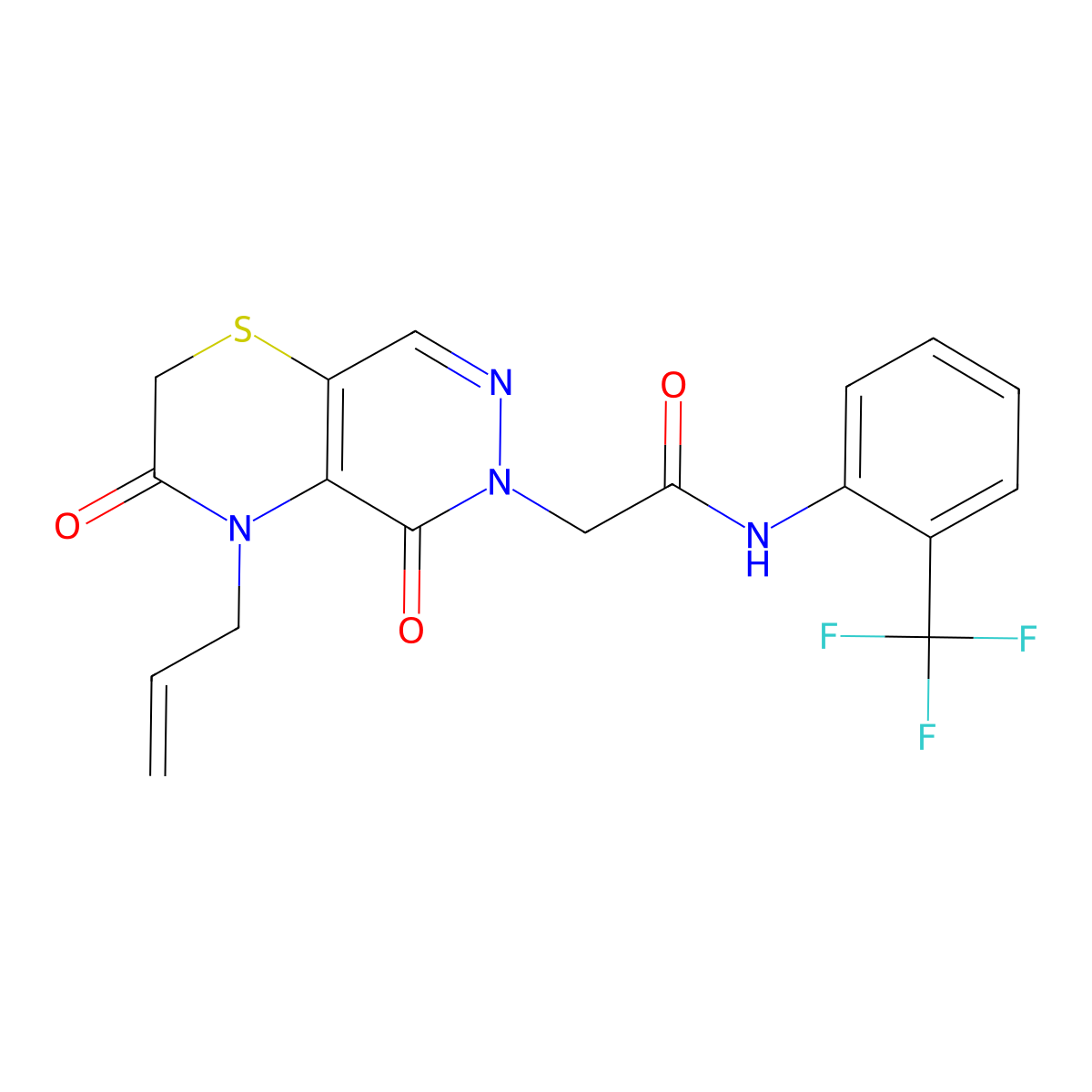 2-[3,5-dioxo-4-(prop-2-en-1-yl)-2H,3H,4H,5H,6H-pyridazino[4,5-b][1,4]thiazin-6-yl]-N-[2-(trifluoromethyl)phenyl]acetamide molecular structure, CAS 1251596-95-8