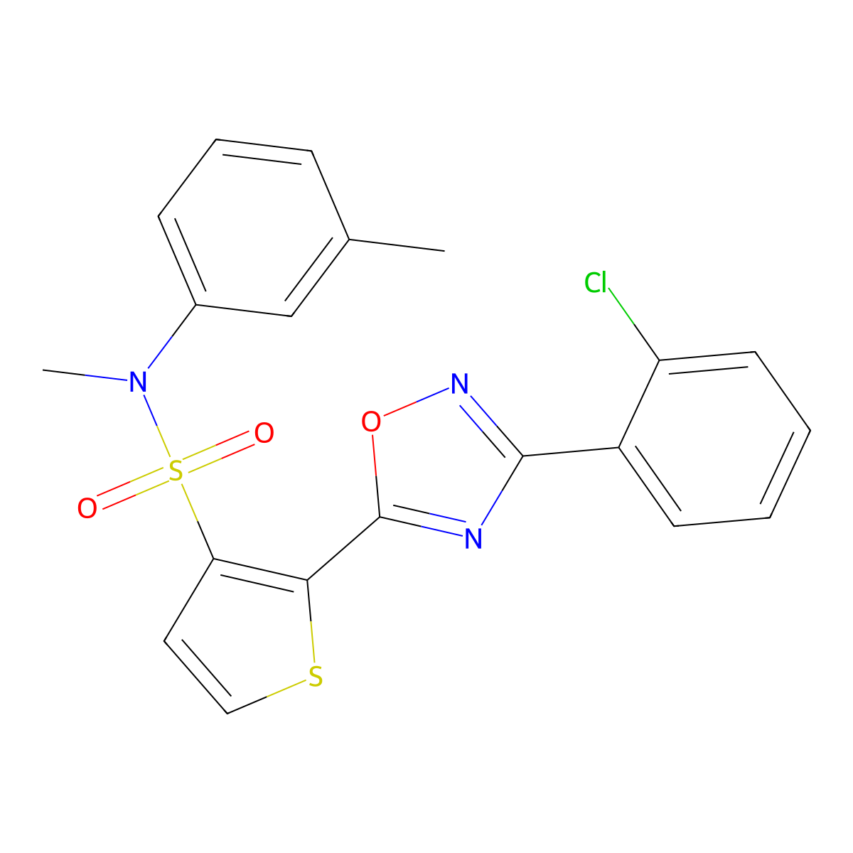 2-[3-(2-chlorophenyl)-1,2,4-oxadiazol-5-yl]-N-methyl-N-(3-methylphenyl)thiophene-3-sulfonamide molecular structure, CAS 1251596-96-9
