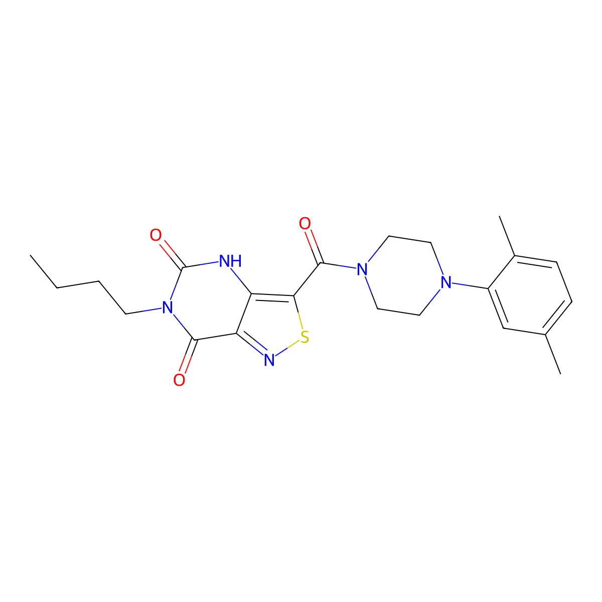 6-butyl-3-[4-(2,5-dimethylphenyl)piperazine-1-carbonyl]-4H,5H,6H,7H-[1,2]thiazolo[4,3-d]pyrimidine-5,7-dione molecular structure, CAS 1251597-04-2
