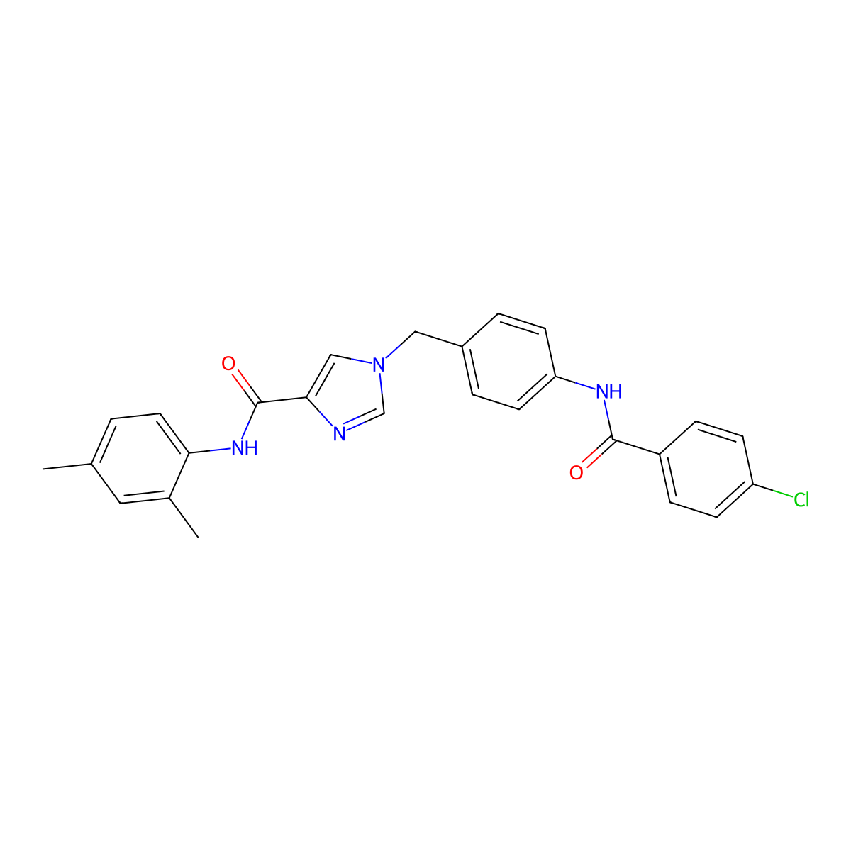 1-(4-(4-chlorobenzamido)benzyl)-N-(2,4-dimethylphenyl)-1H-imidazole-4-carboxamide molecular structure, CAS 1251597-06-4