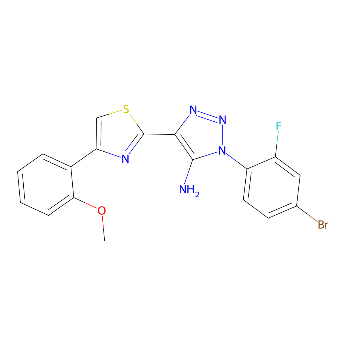 1-(4-bromo-2-fluorophenyl)-4-[4-(2-methoxyphenyl)-1,3-thiazol-2-yl]-1H-1,2,3-triazol-5-amine molecular structure, CAS 1251597-09-7
