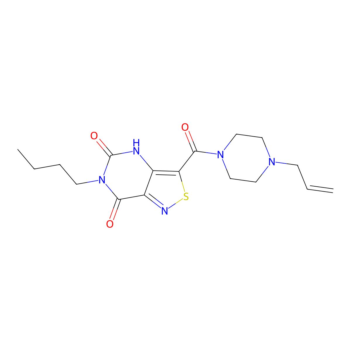 3-[(4-allylpiperazino)carbonyl]-6-butylisothiazolo[4,3-d]pyrimidine-5,7(4H,6H)-dione molecular structure, CAS 1251597-14-4