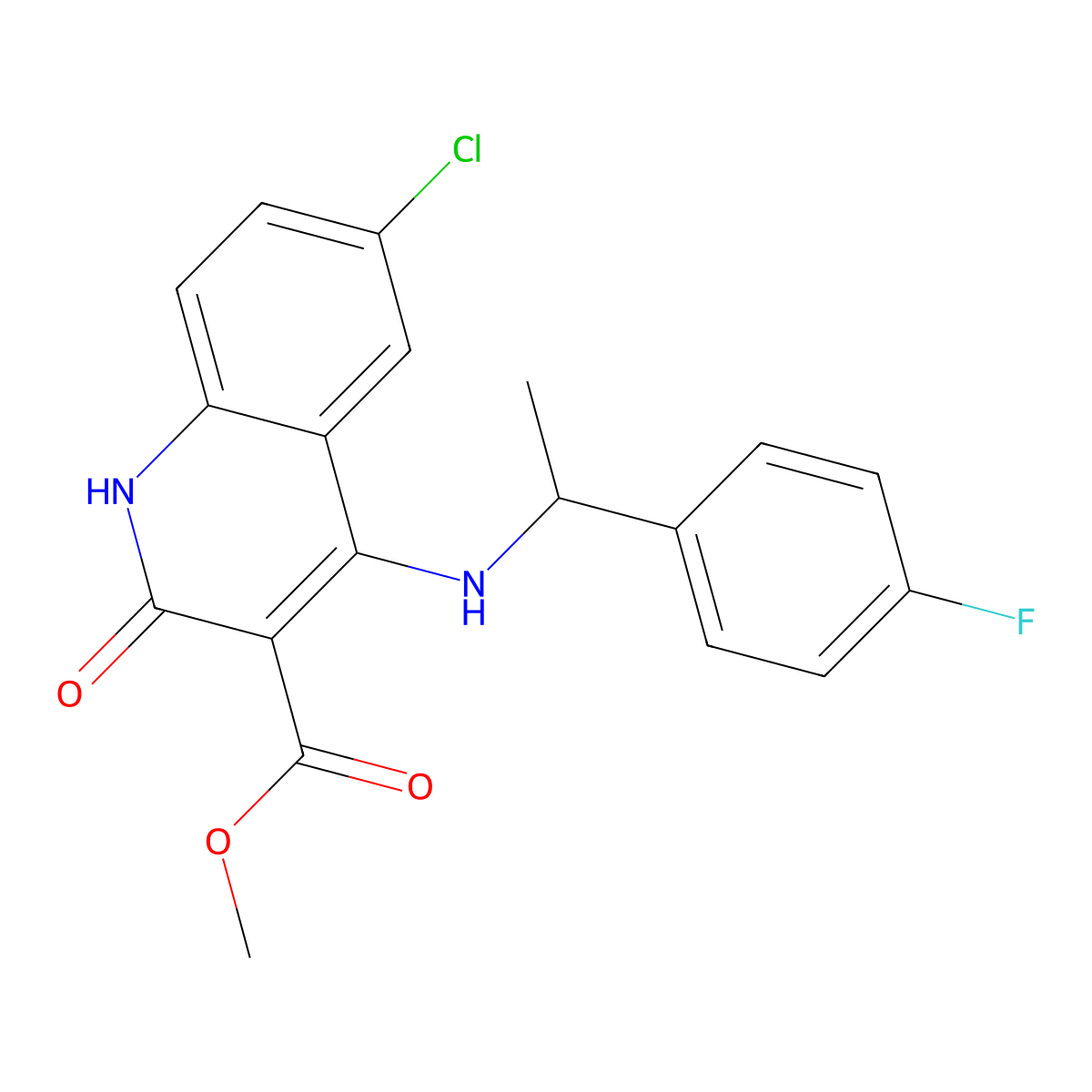 Methyl 6-chloro-4-((1-(4-fluorophenyl)ethyl)amino)-2-oxo-1,2-dihydroquinoline-3-carboxylate molecular structure, CAS 1251597-17-7