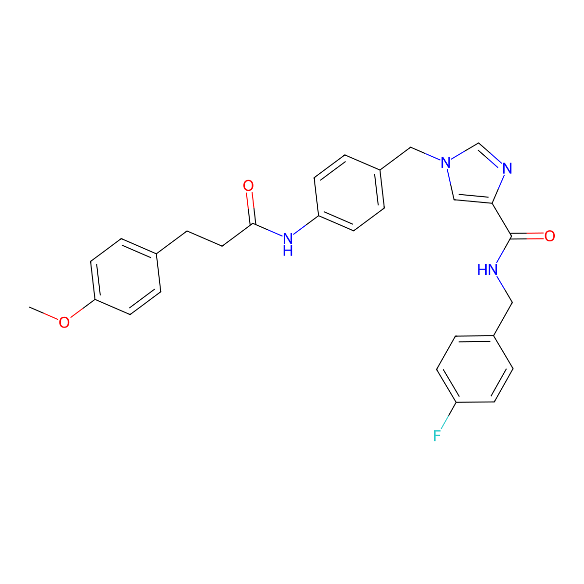 N-(4-fluorobenzyl)-1-(4-(3-(4-methoxyphenyl)propanamido)benzyl)-1H-imidazole-4-carboxamide molecular structure, CAS 1251597-19-9
