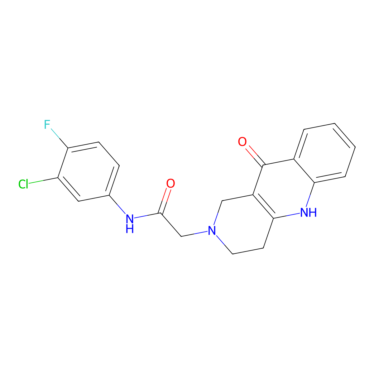 N-(3-chloro-4-fluorophenyl)-2-(10-oxo-3,4-dihydrobenzo[b][1,6]naphthyridin-2(1H,5H,10H)-yl)acetamide molecular structure, CAS 1251597-21-3