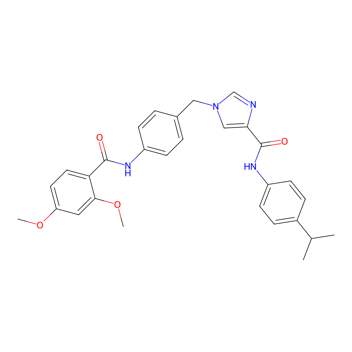 1-(4-(2,4-dimethoxybenzamido)benzyl)-N-(4-isopropylphenyl)-1H-imidazole-4-carboxamide molecular structure, CAS 1251597-26-8