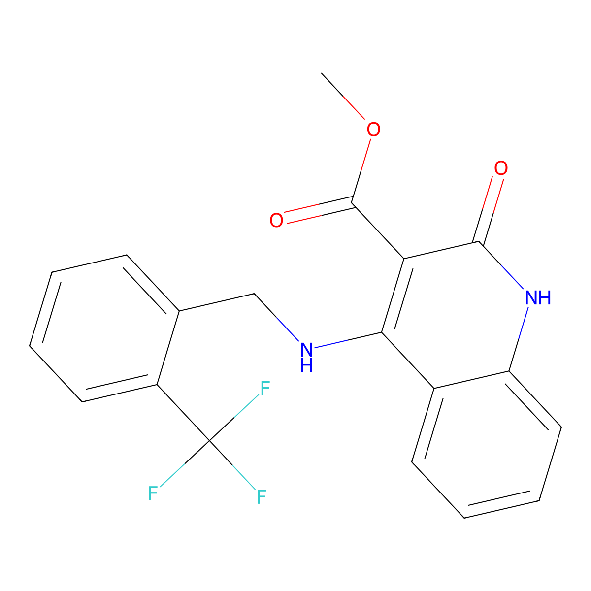 Methyl 2-oxo-4-((2-(trifluoromethyl)benzyl)amino)-1,2-dihydroquinoline-3-carboxylate molecular structure, CAS 1251597-28-0