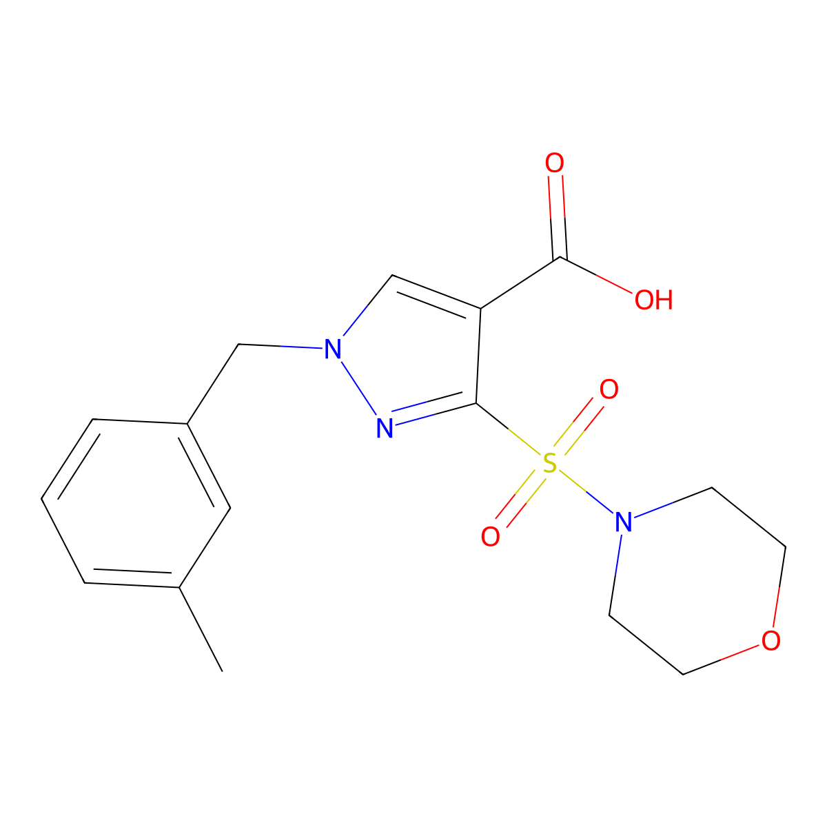 1-(3-methylbenzyl)-3-(morpholinosulfonyl)-1H-pyrazole-4-carboxylic acid molecular structure, CAS 1251597-32-6