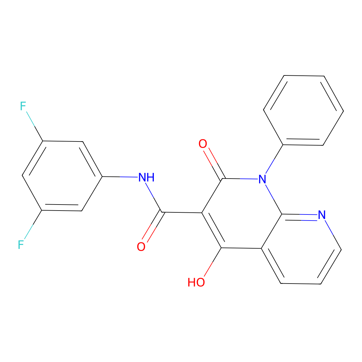 N-(3,5-difluorophenyl)-4-hydroxy-2-oxo-1-phenyl-1,2-dihydro-1,8-naphthyridine-3-carboxamide molecular structure, CAS 1251597-36-0