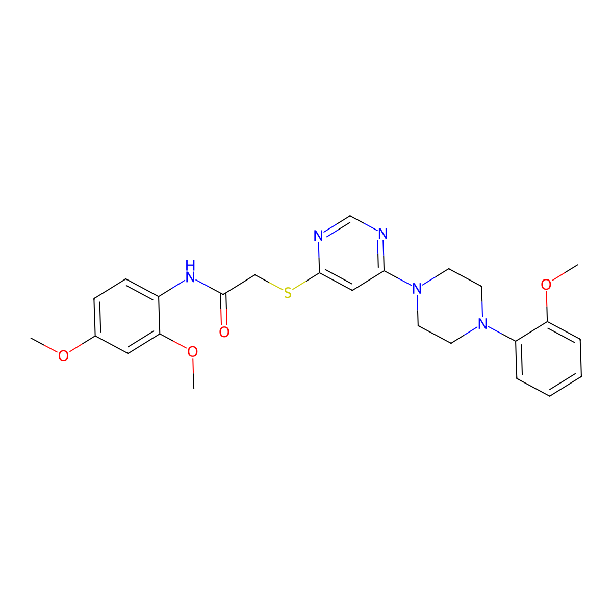 N-(2,4-dimethoxyphenyl)-2-({6-[4-(2-methoxyphenyl)piperazin-1-yl]pyrimidin-4-yl}sulfanyl)acetamide molecular structure, CAS 1251597-37-1