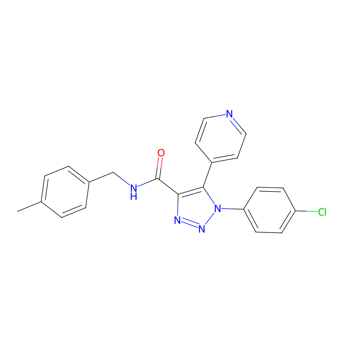 1-(4-chlorophenyl)-N-(4-methylbenzyl)-5-(pyridin-4-yl)-1H-1,2,3-triazole-4-carboxamide molecular structure, CAS 1251597-38-2