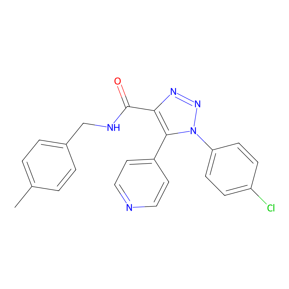 1-(4-chlorophenyl)-N-(4-methylbenzyl)-5-(pyridin-4-yl)-1H-1,2,3-triazole-4-carboxamide molecular structure, CAS 1251597-38-2