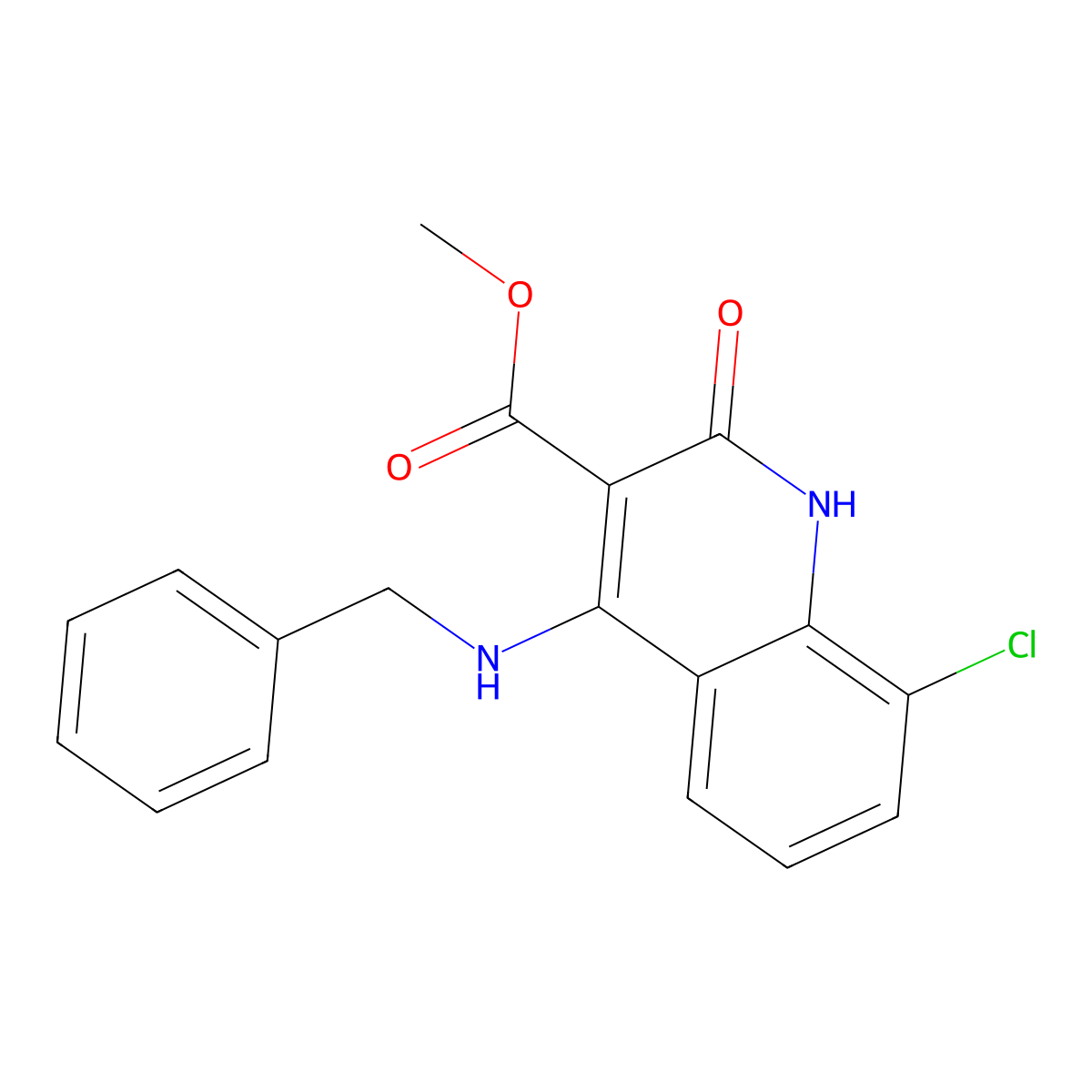 Methyl 4-(benzylamino)-8-chloro-2-oxo-1,2-dihydroquinoline-3-carboxylate molecular structure, CAS 1251597-41-7