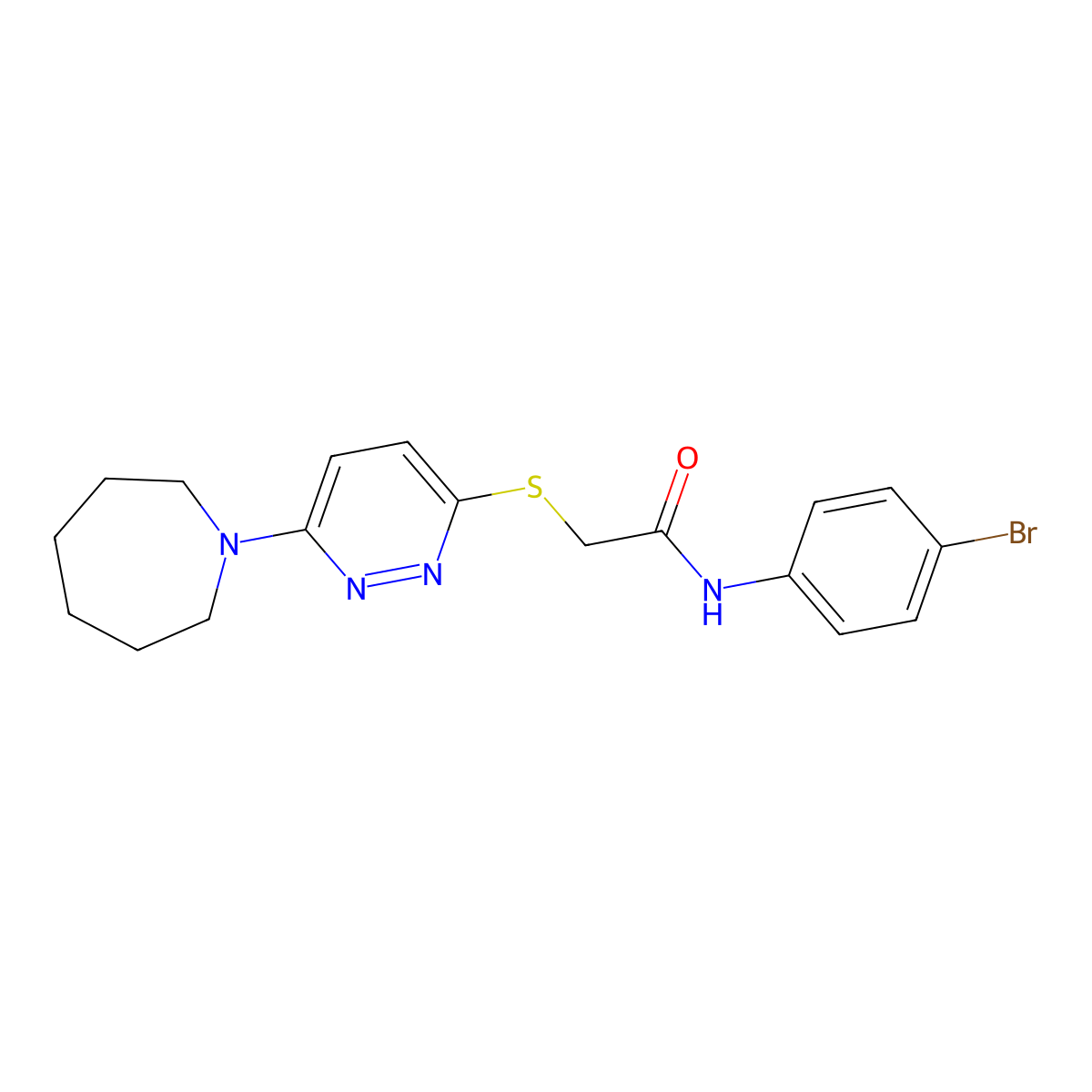 2-((6-(azepan-1-yl)pyridazin-3-yl)thio)-N-(4-bromophenyl)acetamide molecular structure, CAS 1251597-46-2