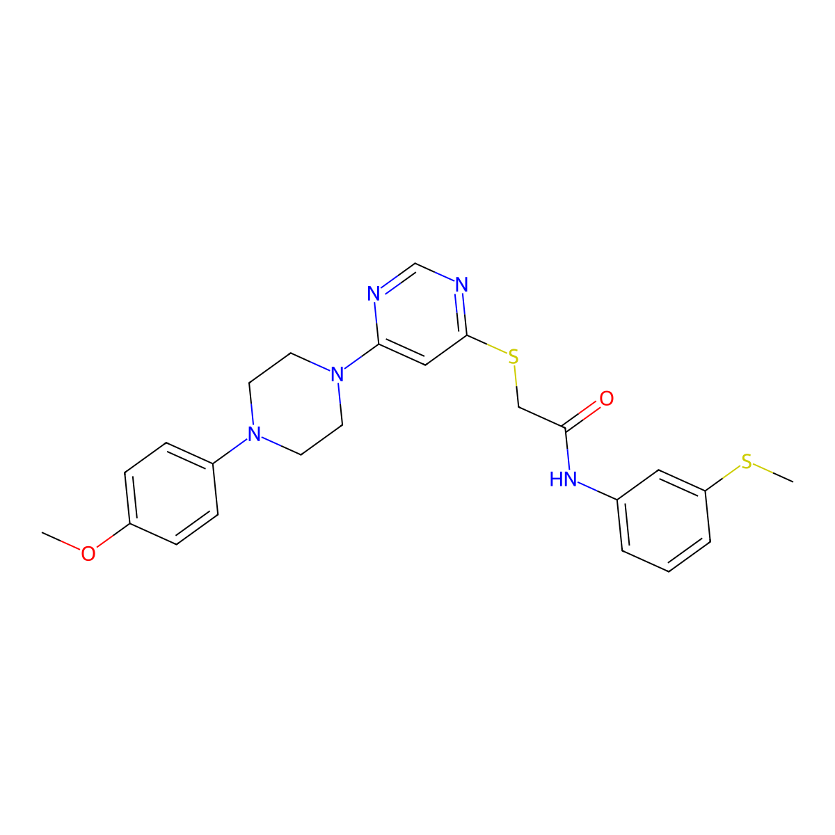 2-({6-[4-(4-Methoxyphenyl)piperazin-1-YL]pyrimidin-4-YL}sulfanyl)-N-[3-(methylsulfanyl)phenyl]acetamide molecular structure, CAS 1251597-52-0