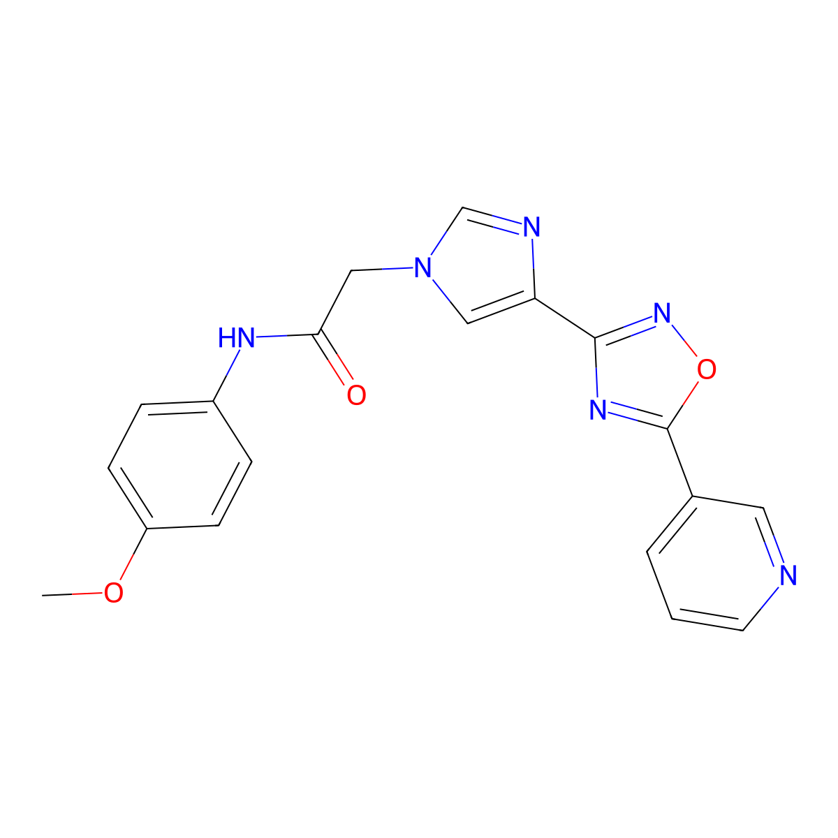 N-(4-methoxyphenyl)-2-{4-[5-(pyridin-3-yl)-1,2,4-oxadiazol-3-yl]-1H-imidazol-1-yl}acetamide molecular structure, CAS 1251597-54-2