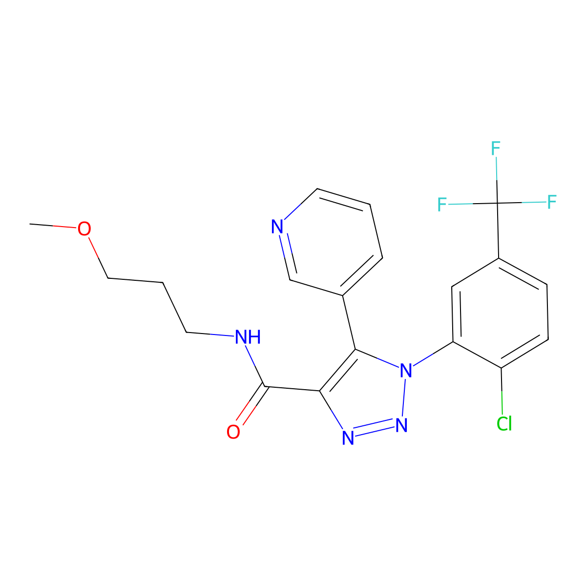 1-[2-chloro-5-(trifluoromethyl)phenyl]-N-(3-methoxypropyl)-5-(pyridin-3-yl)-1H-1,2,3-triazole-4-carboxamide molecular structure, CAS 1251597-57-5