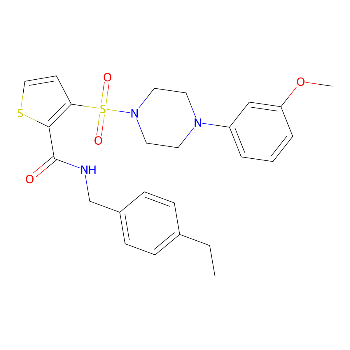 N-(4-ethylbenzyl)-3-{[4-(3-methoxyphenyl)piperazin-1-yl]sulfonyl}thiophene-2-carboxamide molecular structure, CAS 1251597-61-1