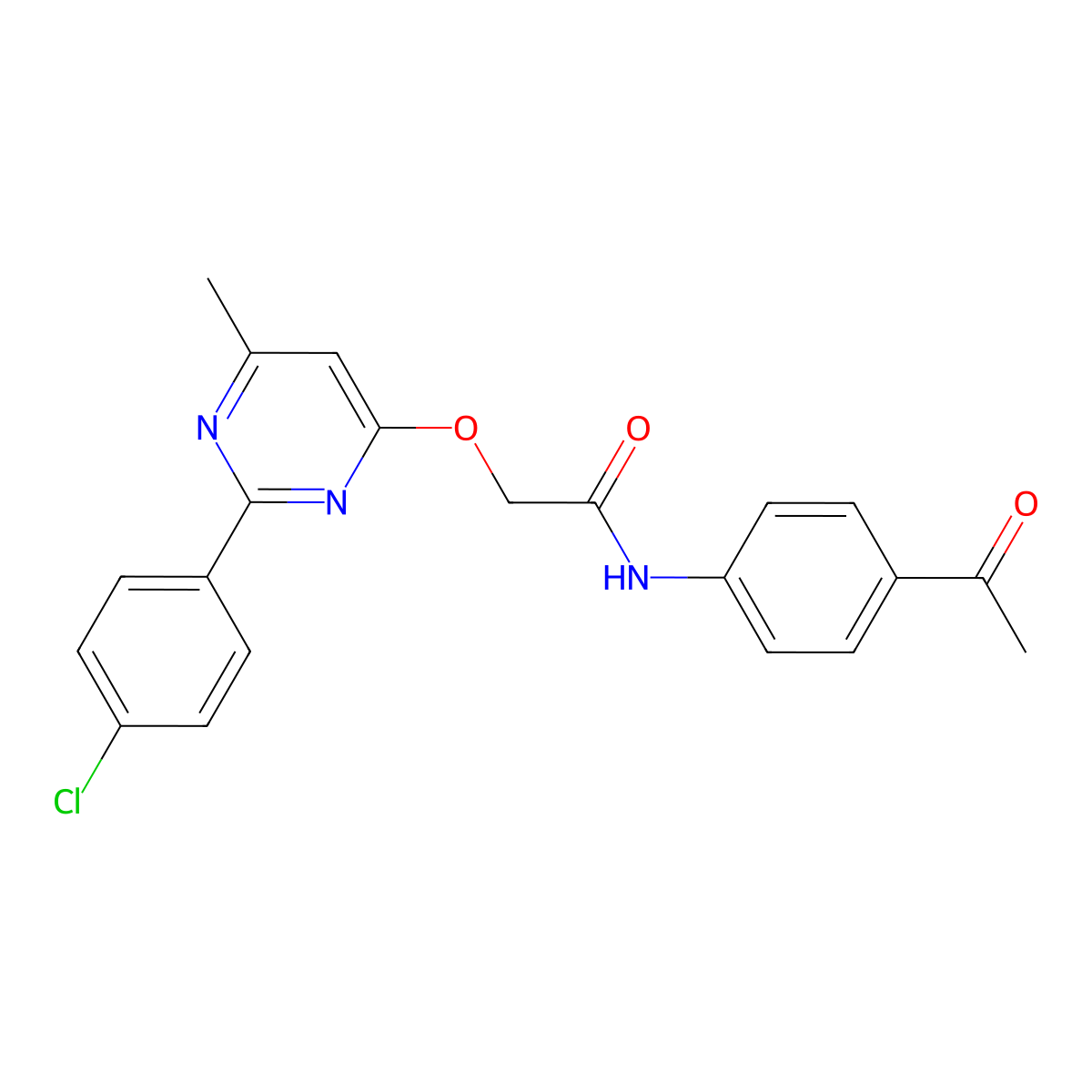 N-(4-acetylphenyl)-2-{[2-(4-chlorophenyl)-6-methylpyrimidin-4-yl]oxy}acetamide molecular structure, CAS 1251597-64-4