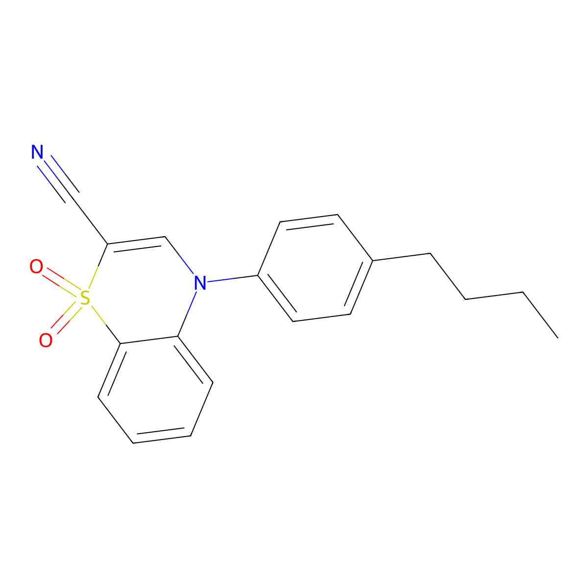 4-(4-butylphenyl)-4H-benzo[b][1,4]thiazine-2-carbonitrile 1,1-dioxide molecular structure, CAS 1251597-65-5