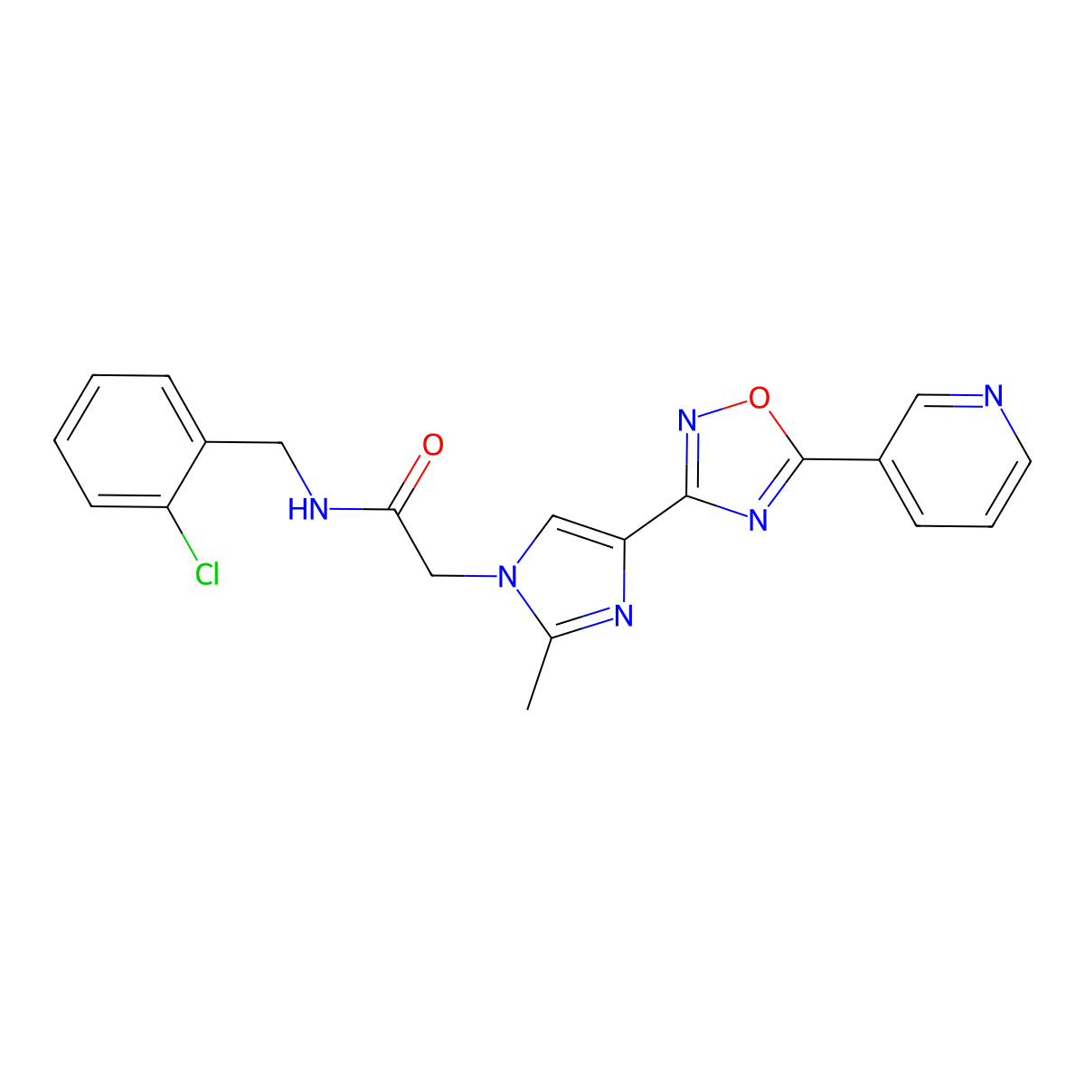 N~1~-(2-chlorobenzyl)-2-{2-methyl-4-[5-(3-pyridyl)-1,2,4-oxadiazol-3-yl]-1H-imidazol-1-yl}acetamide molecular structure, CAS 1251597-66-6
