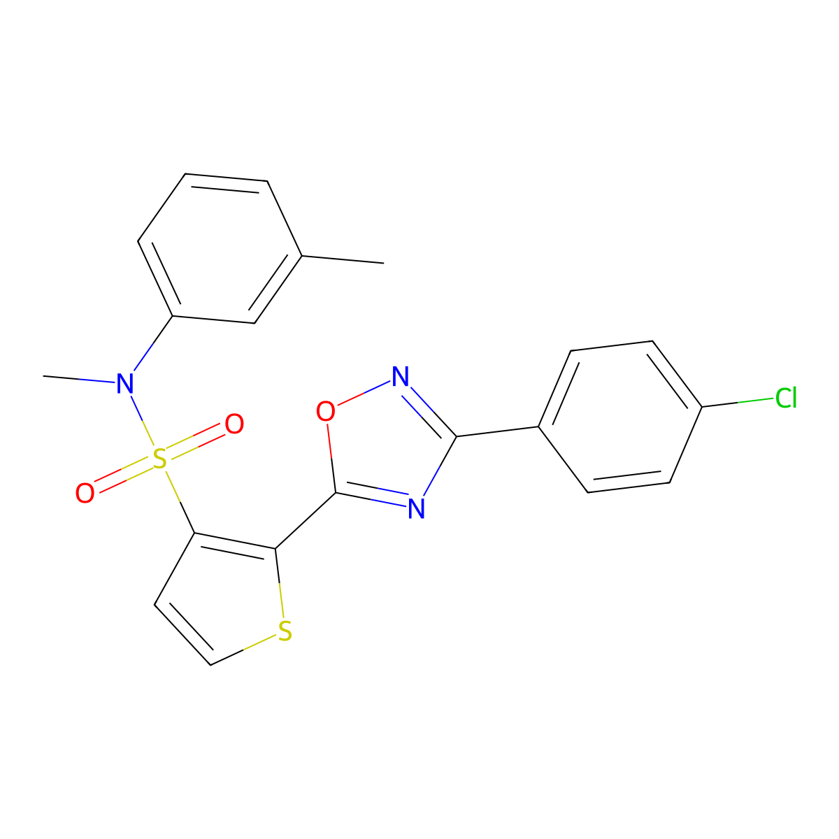 2-[3-(4-chlorophenyl)-1,2,4-oxadiazol-5-yl]-N-methyl-N-(3-methylphenyl)thiophene-3-sulfonamide molecular structure, CAS 1251597-67-7