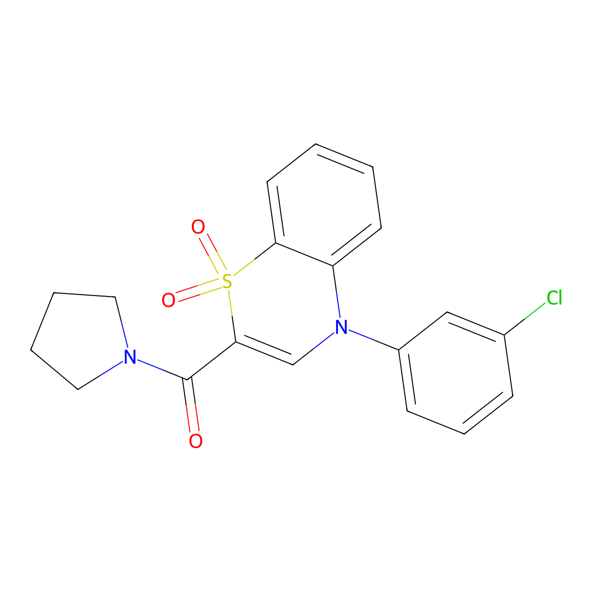 4-(3-chlorophenyl)-2-(pyrrolidin-1-ylcarbonyl)-4H-1,4-benzothiazine 1,1-dioxide molecular structure, CAS 1251597-68-8