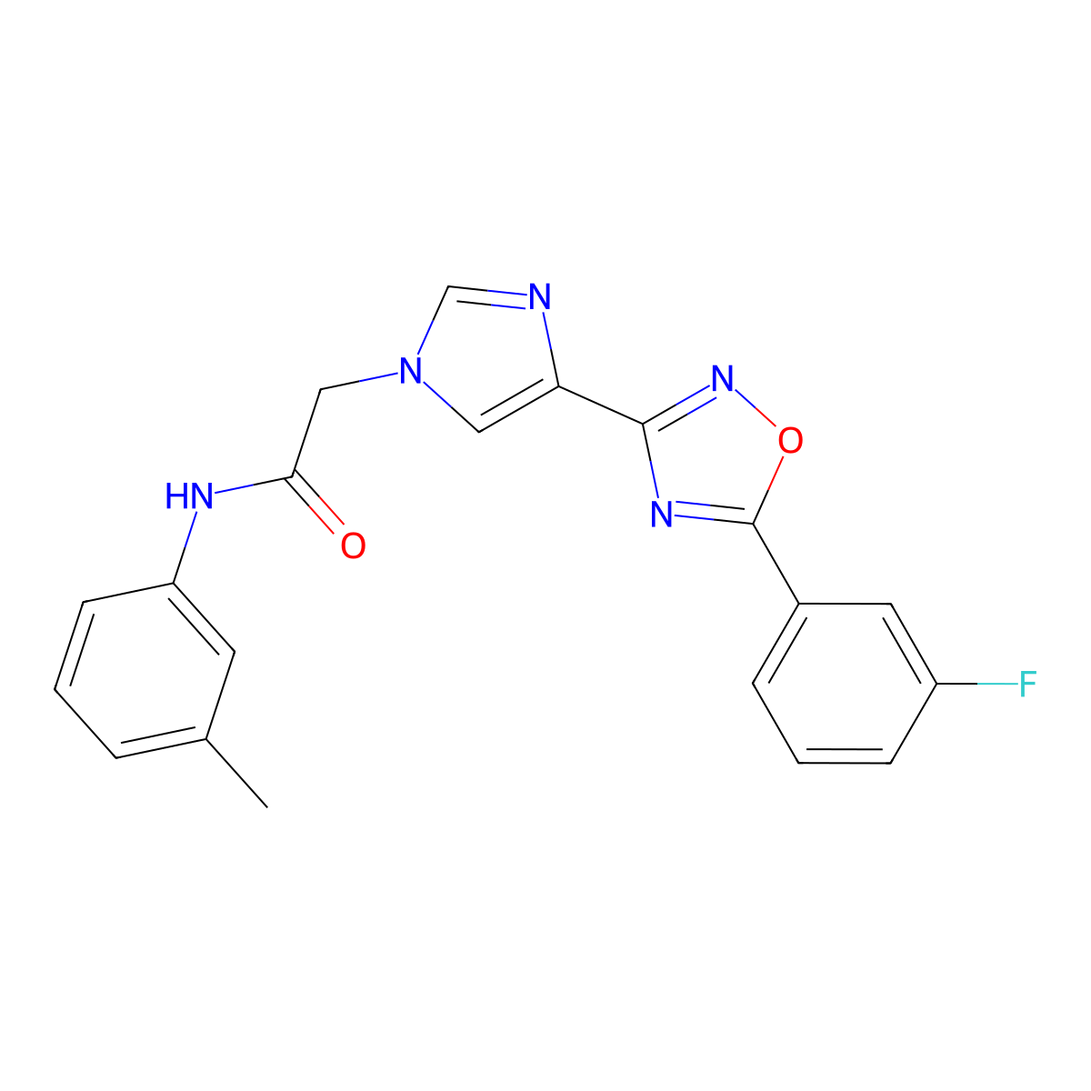 2-{4-[5-(3-fluorophenyl)-1,2,4-oxadiazol-3-yl]-1H-imidazol-1-yl}-N-(3-methylphenyl)acetamide molecular structure, CAS 1251597-71-3